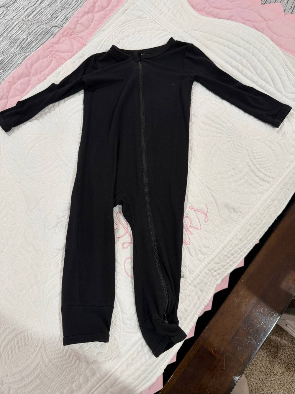 Kyte BABY Black Zip-Front Footed One-Piece
